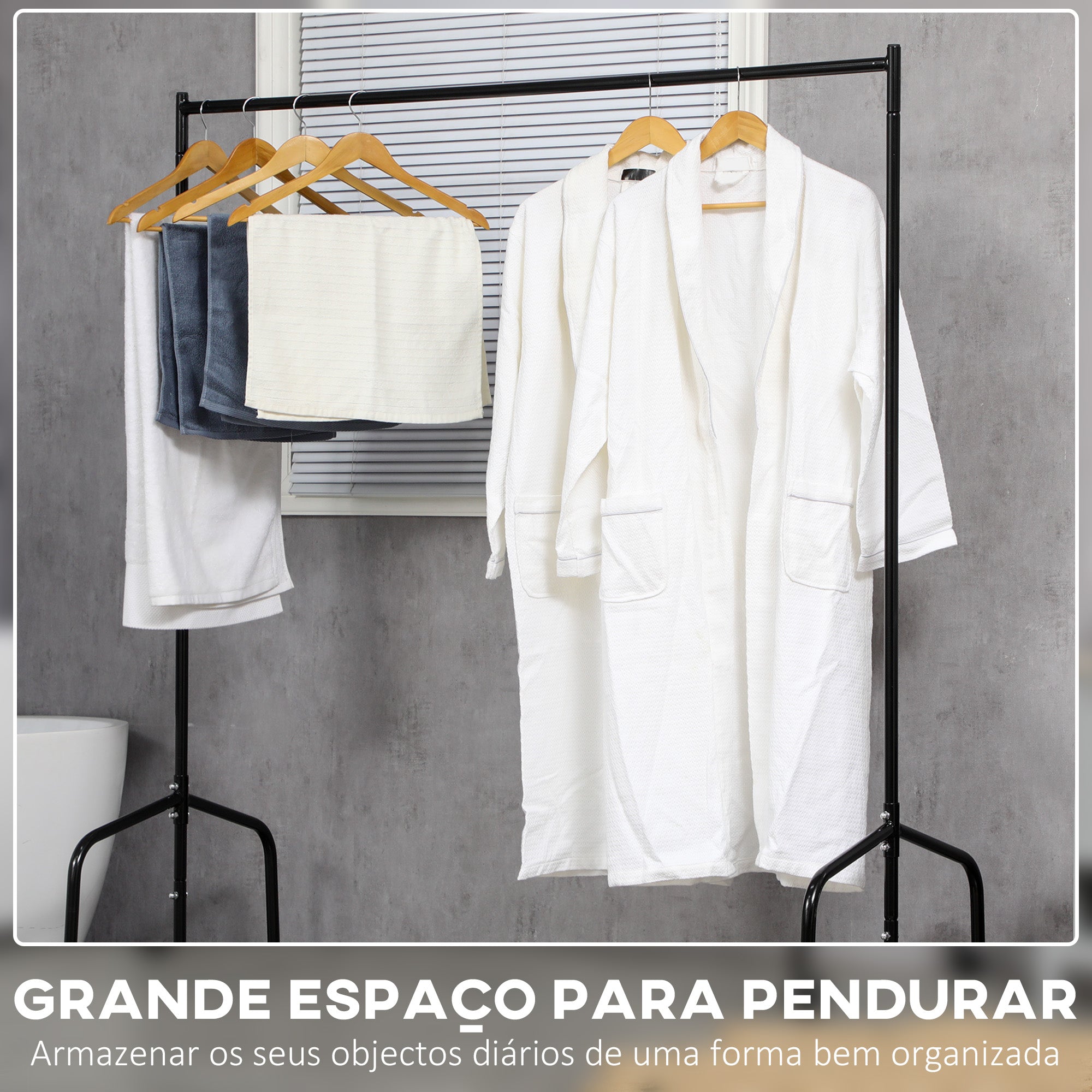 Organizador de Roupas com Rodas 150x60x170 cm - Cor Preto