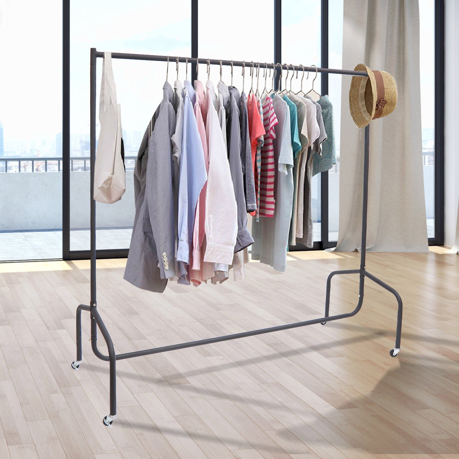 Organizador de Roupas com Rodas 150x60x170 cm - Cor Preto