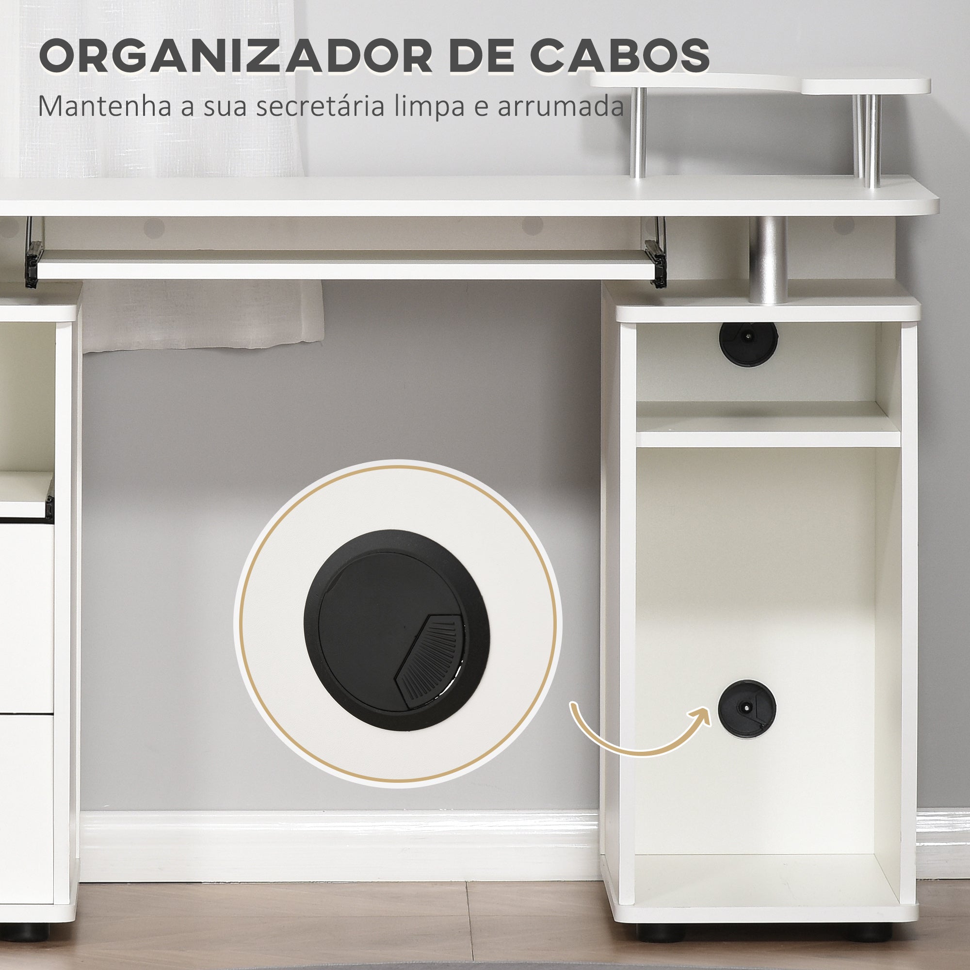 Mesa de Computador Compacta – 120x55x85 cm – Branco – Melamina