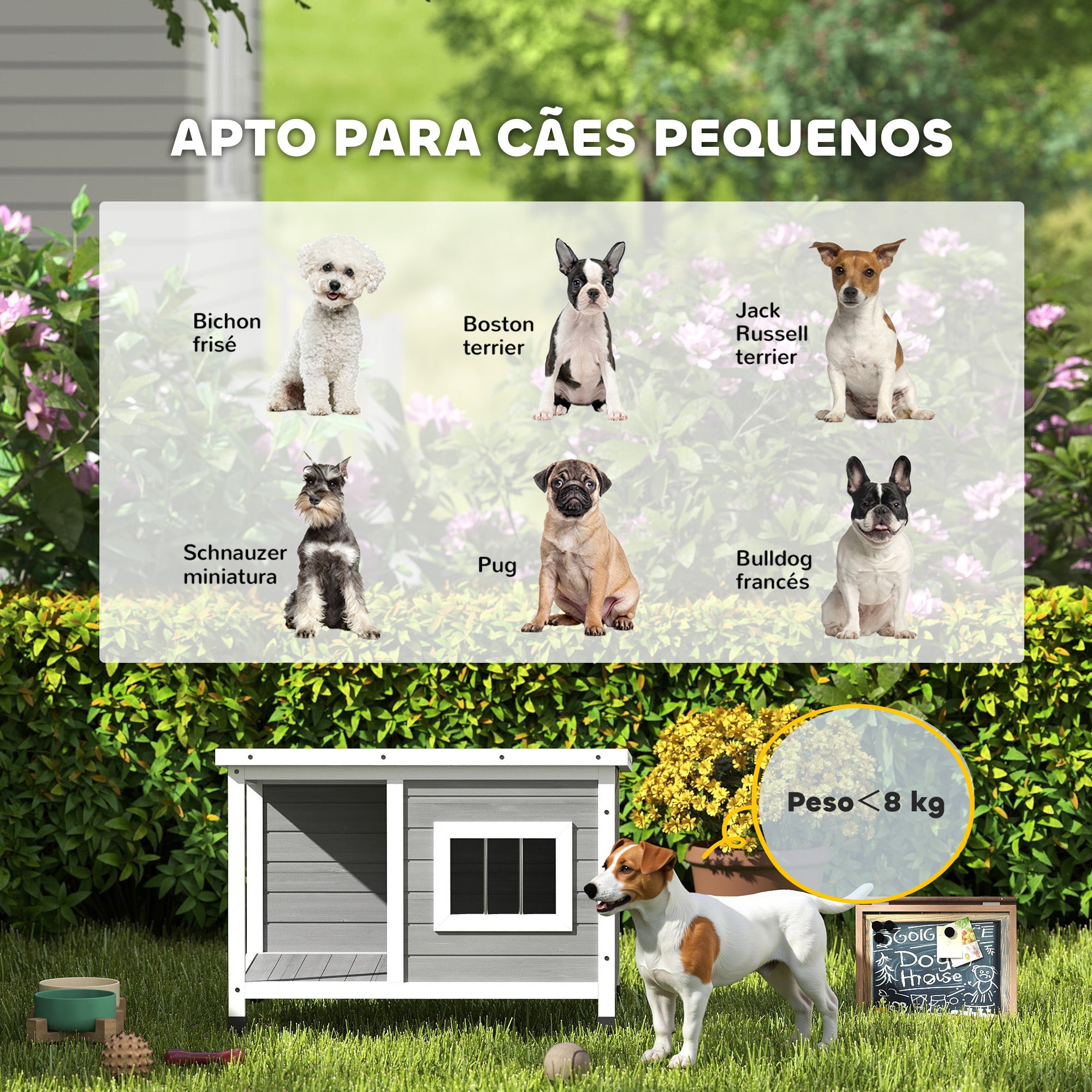 Casa para Cães de Madeira – 85,5x62x60cm – Cinza