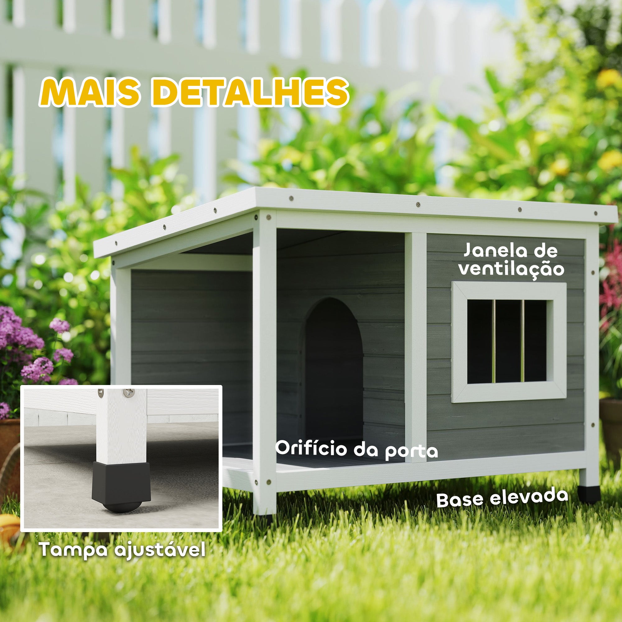 Casa para Cães de Madeira – 85,5x62x60cm – Cinza