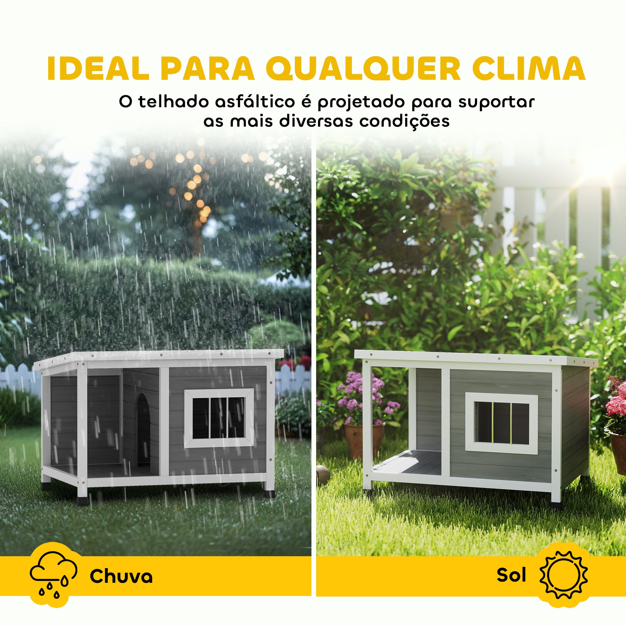 Casa para Cães de Madeira – 85,5x62x60cm – Cinza