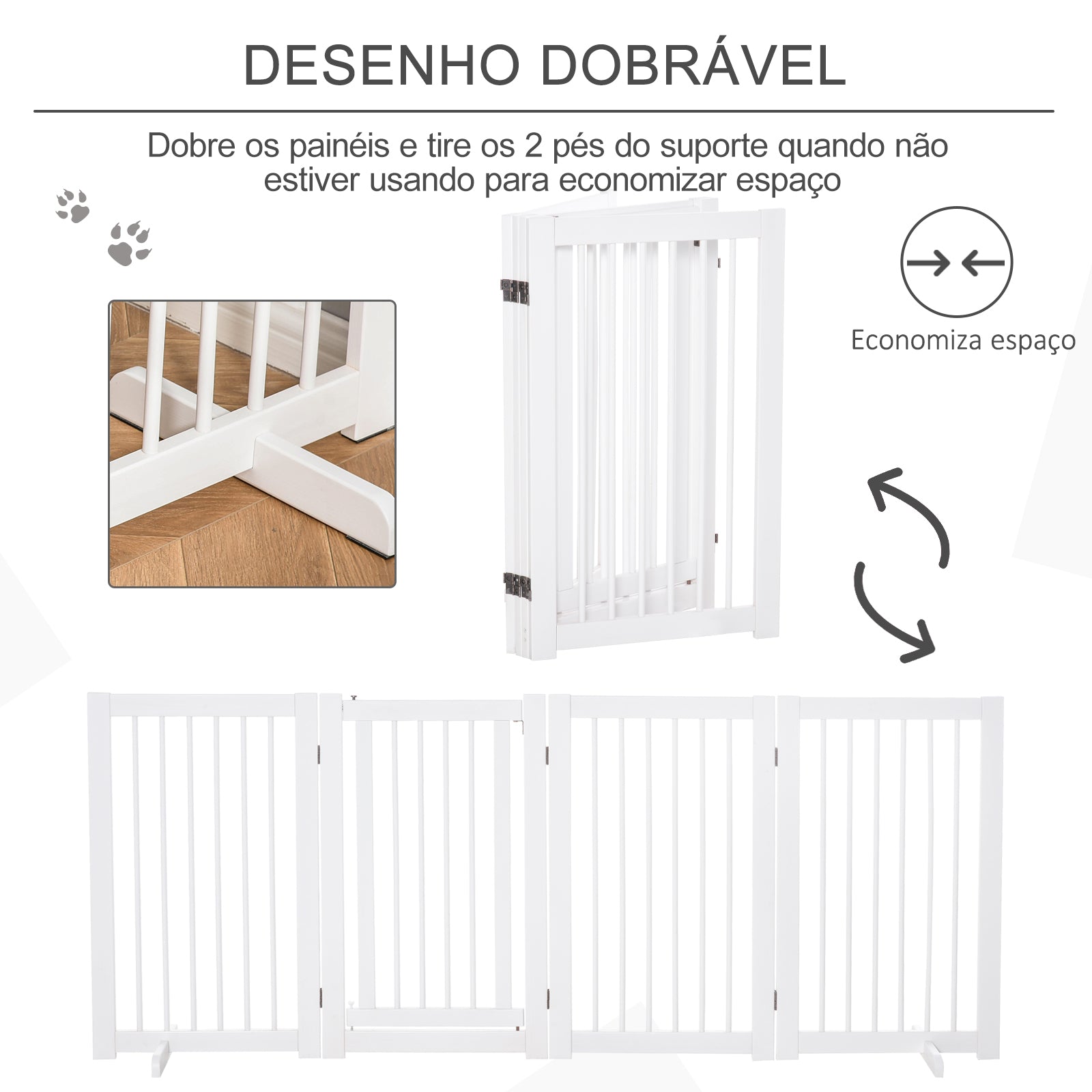 Barreira Dobrável para Animais de Estimação 220x36x91 cm - Branco