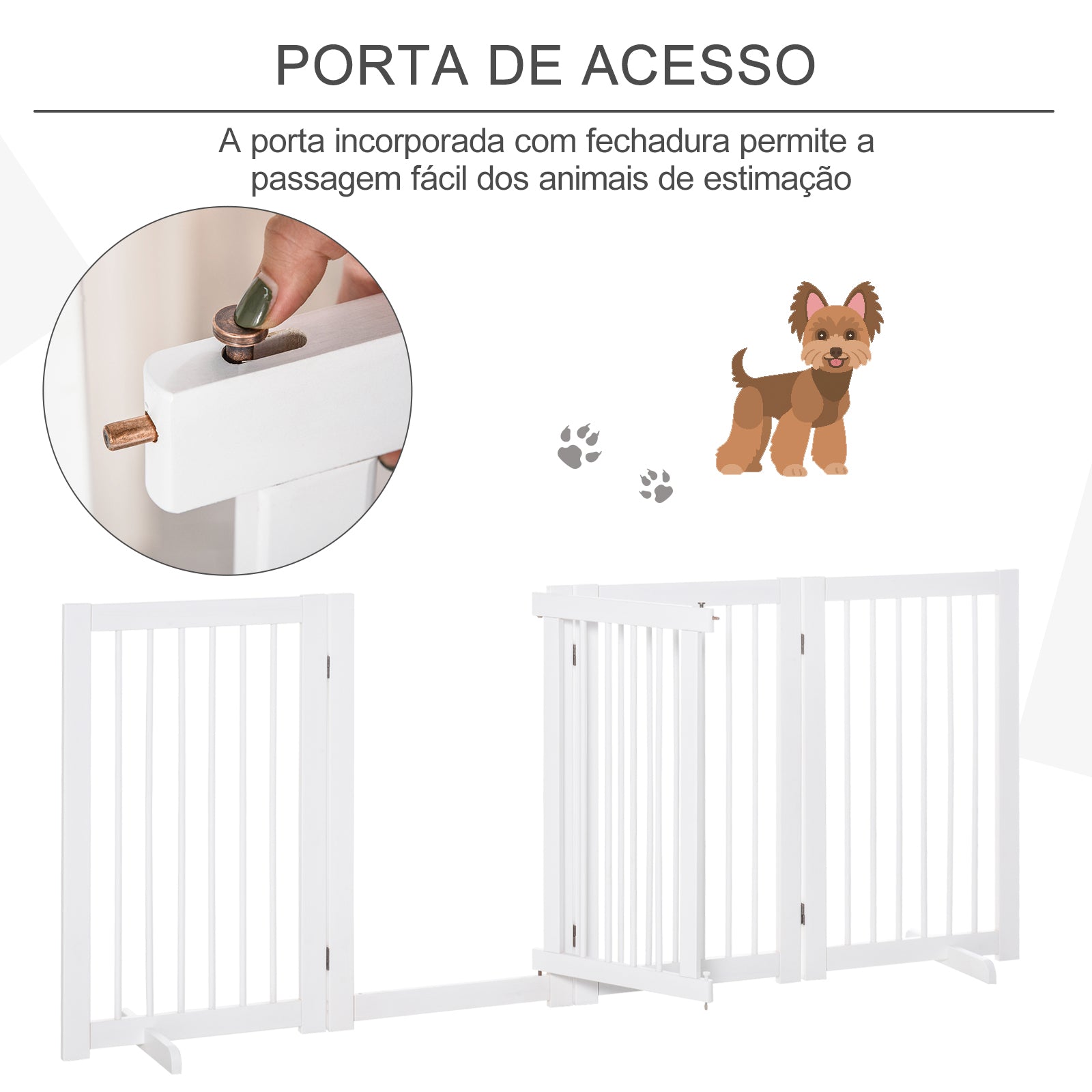Barreira Dobrável para Animais de Estimação 220x36x91 cm - Branco