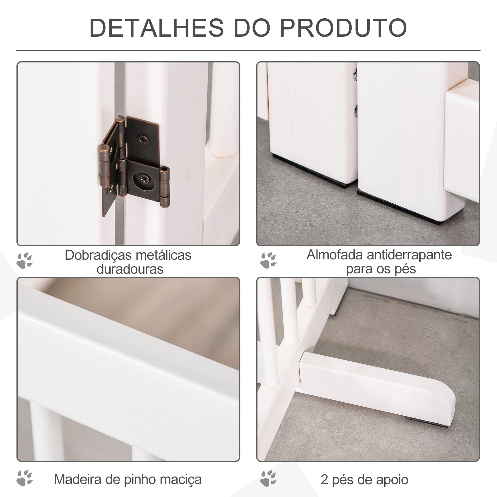 Barreira Dobrável para Animais de Estimação 220x36x91 cm - Branco