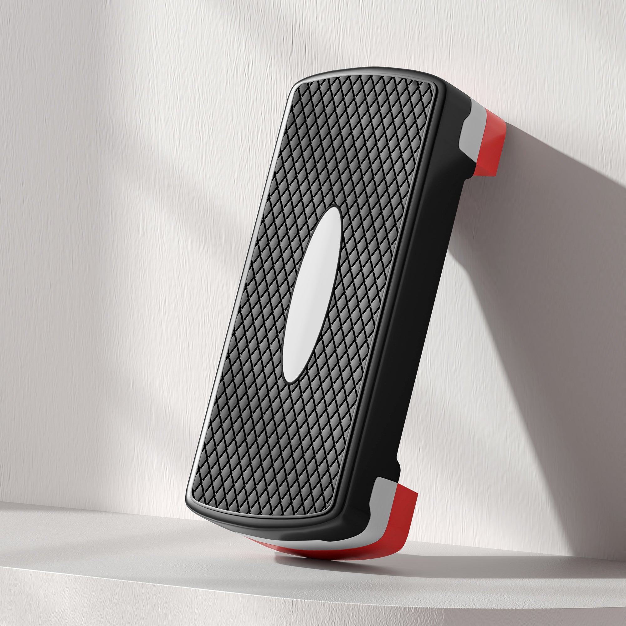 Step Aeróbico Plataforma Step Altura Ajustável 68x29x10-15cm Preto, Cinza e Vermelho