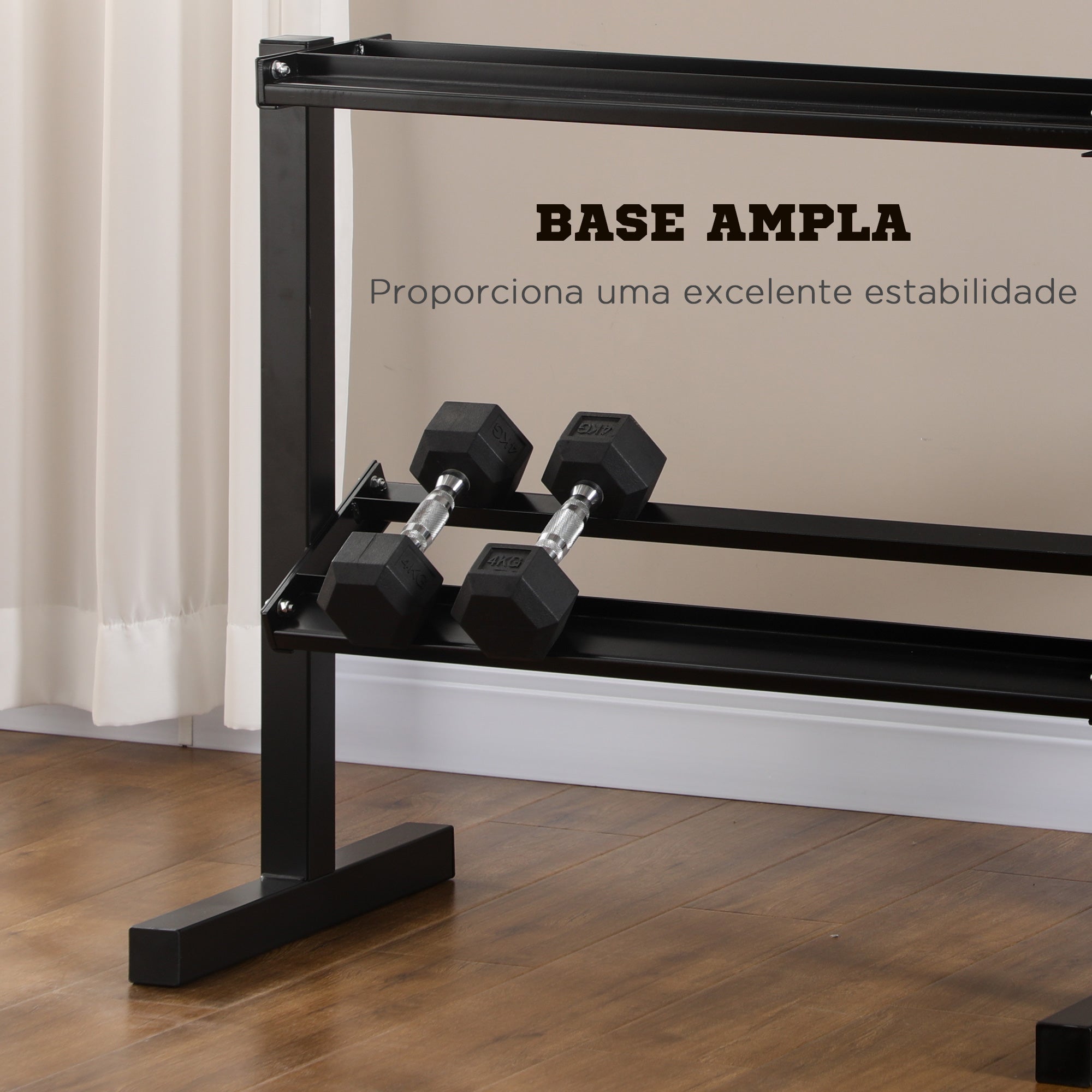 Suporte de Armazenamento para Halteres de Aço – 92,5x50,5x80,5 cm – Preto – Aço