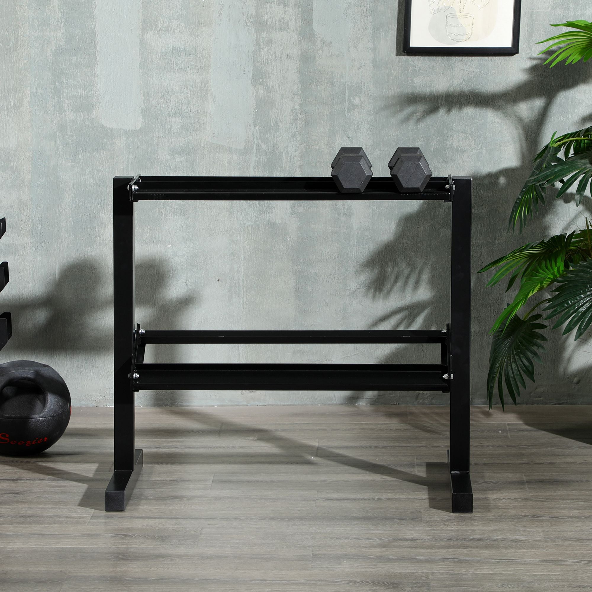 Suporte de Armazenamento para Halteres de Aço – 92,5x50,5x80,5 cm – Preto – Aço