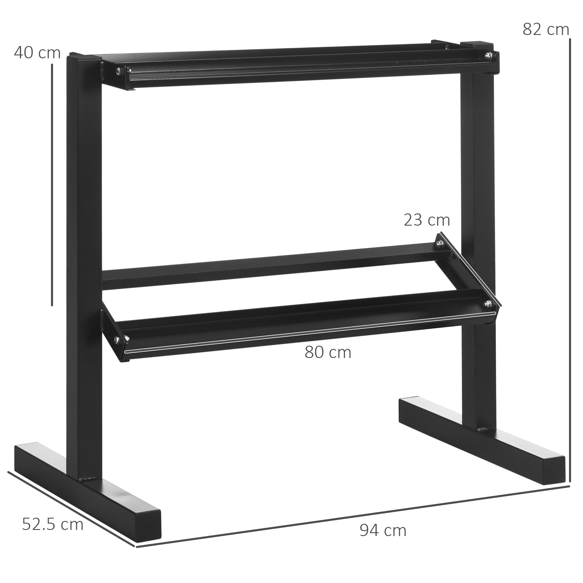 Suporte de Armazenamento para Halteres de Aço – 92,5x50,5x80,5 cm – Preto – Aço