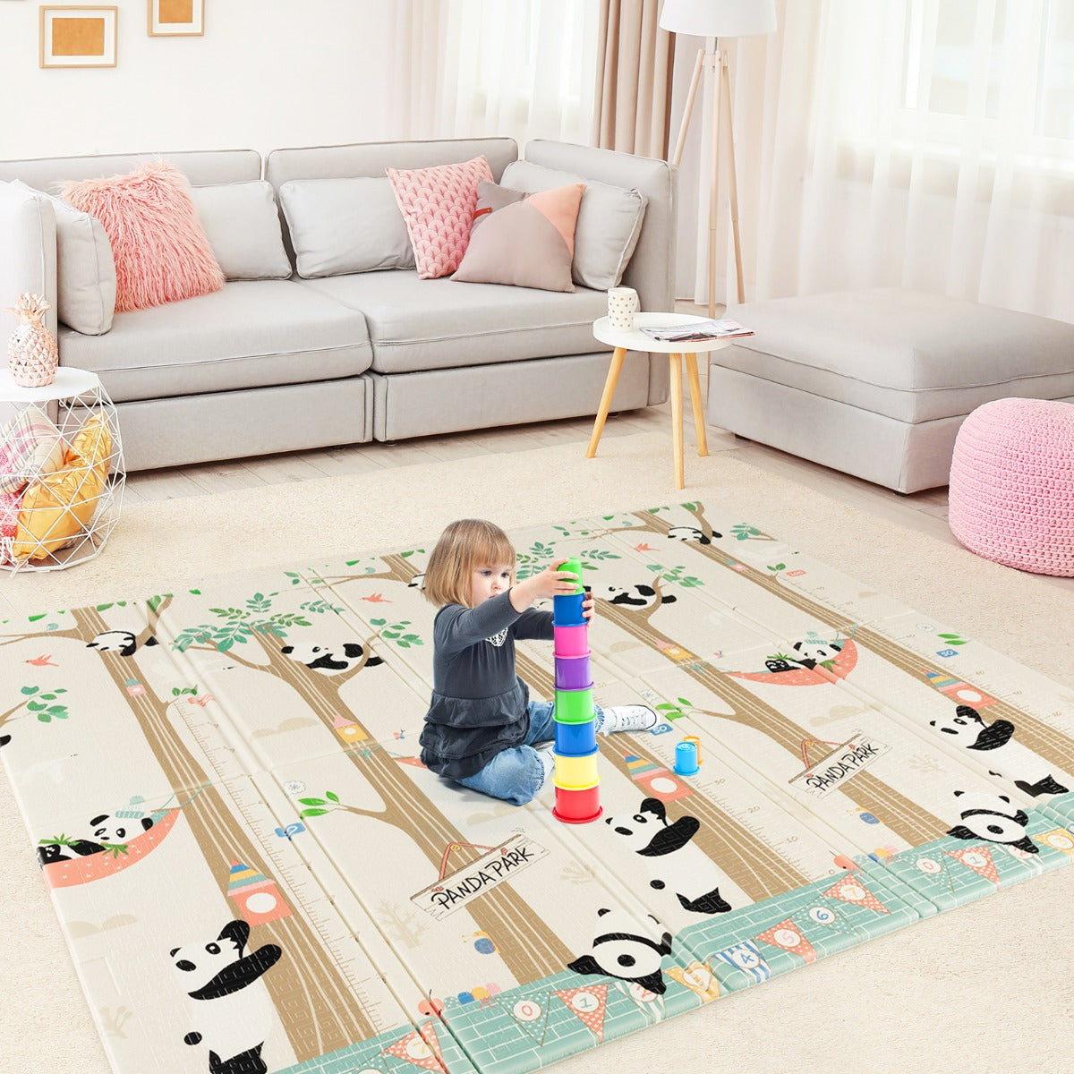 Tapete Infantil Dobrável de Dupla Face – 200 x 180 cm – Multicolor – XPE