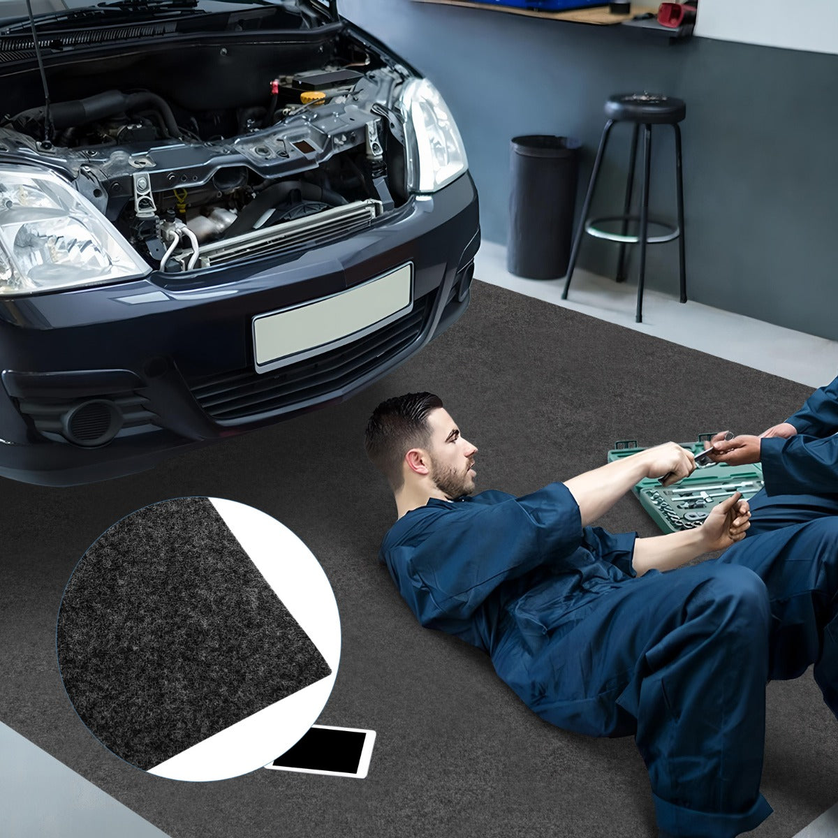 Tapete para Pavimento de Garagem Reutilizável e Lavável com Fita Adesiva Cinza-800 x 220 cm