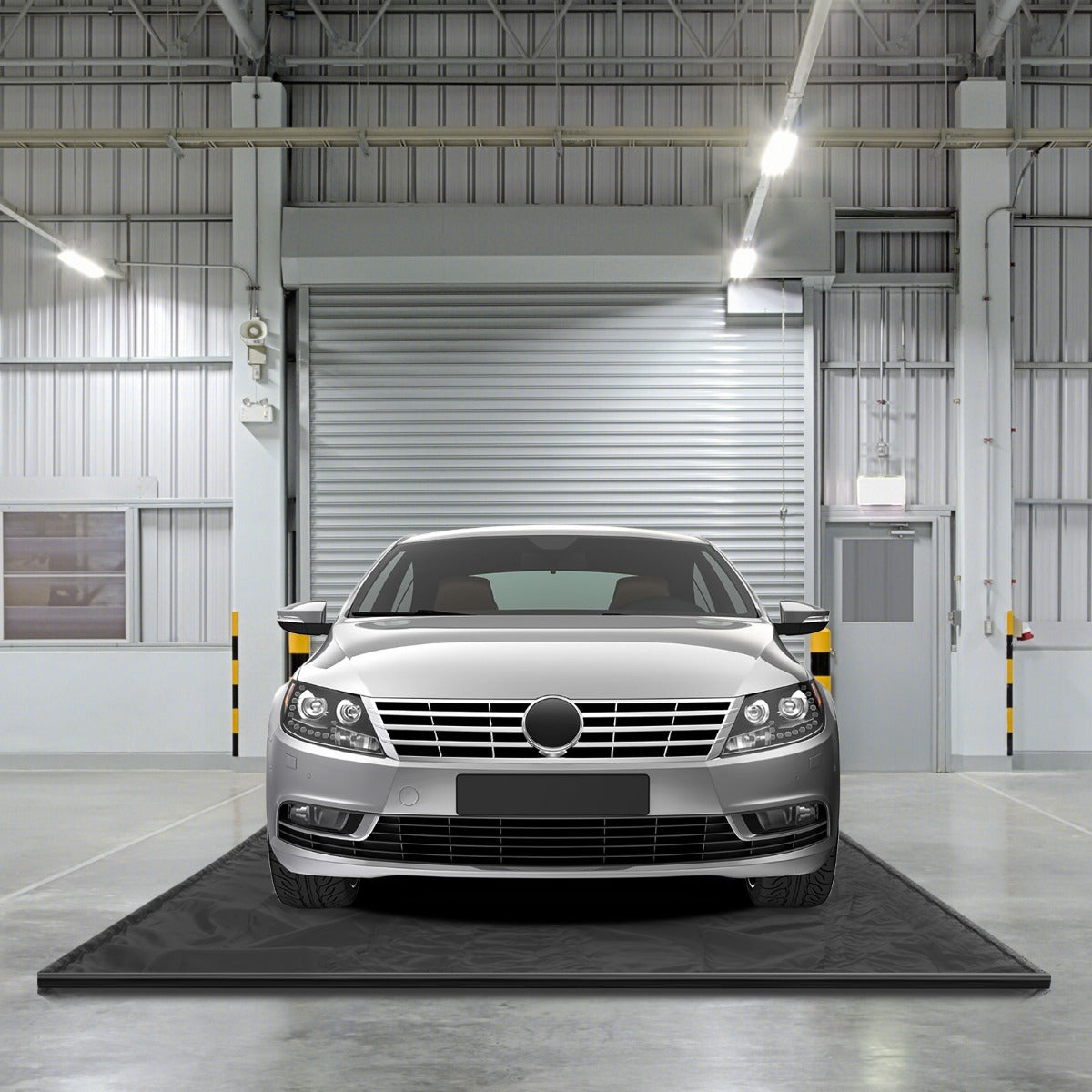 Tapete de Estacionamento para Garagem Proteção Impermeável Esfregona de Chão de Ângulo Ajustável Instalada 5,5 x 2,4 m Preto