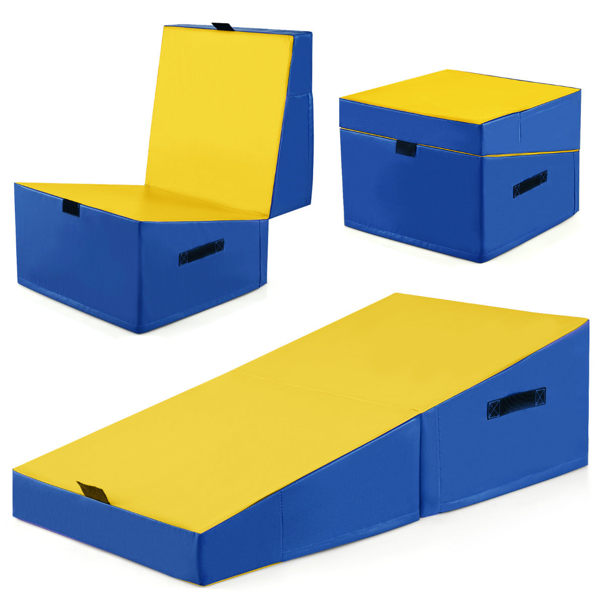 Tapete de Ginástica Dobrável – Amarelo – Espuma EPE e Couro PVC