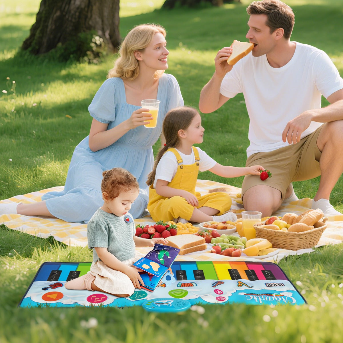 Tapete de Piano para Crianças com 8 Sons de Instrumentos e Teclas para Crianças Maiores de 3 Anos 120 x 47 cm Multicolor