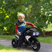 Triciclo Infantil Elétrico com 3 Rodas 86x42x52 cm Branco e Preto