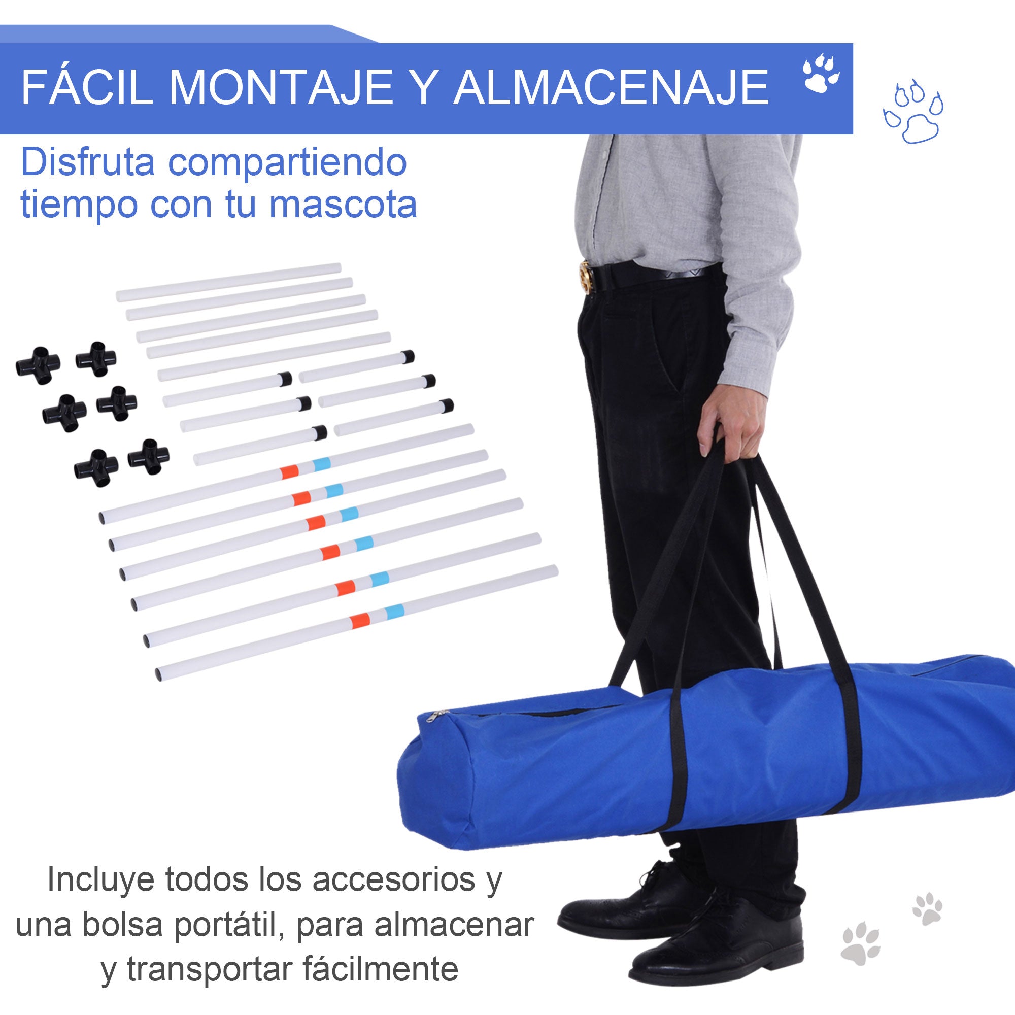 Conjunto de Treino de Agilidade para Cães Branco e Amarelo - 328 x 65 x 94,5 cm