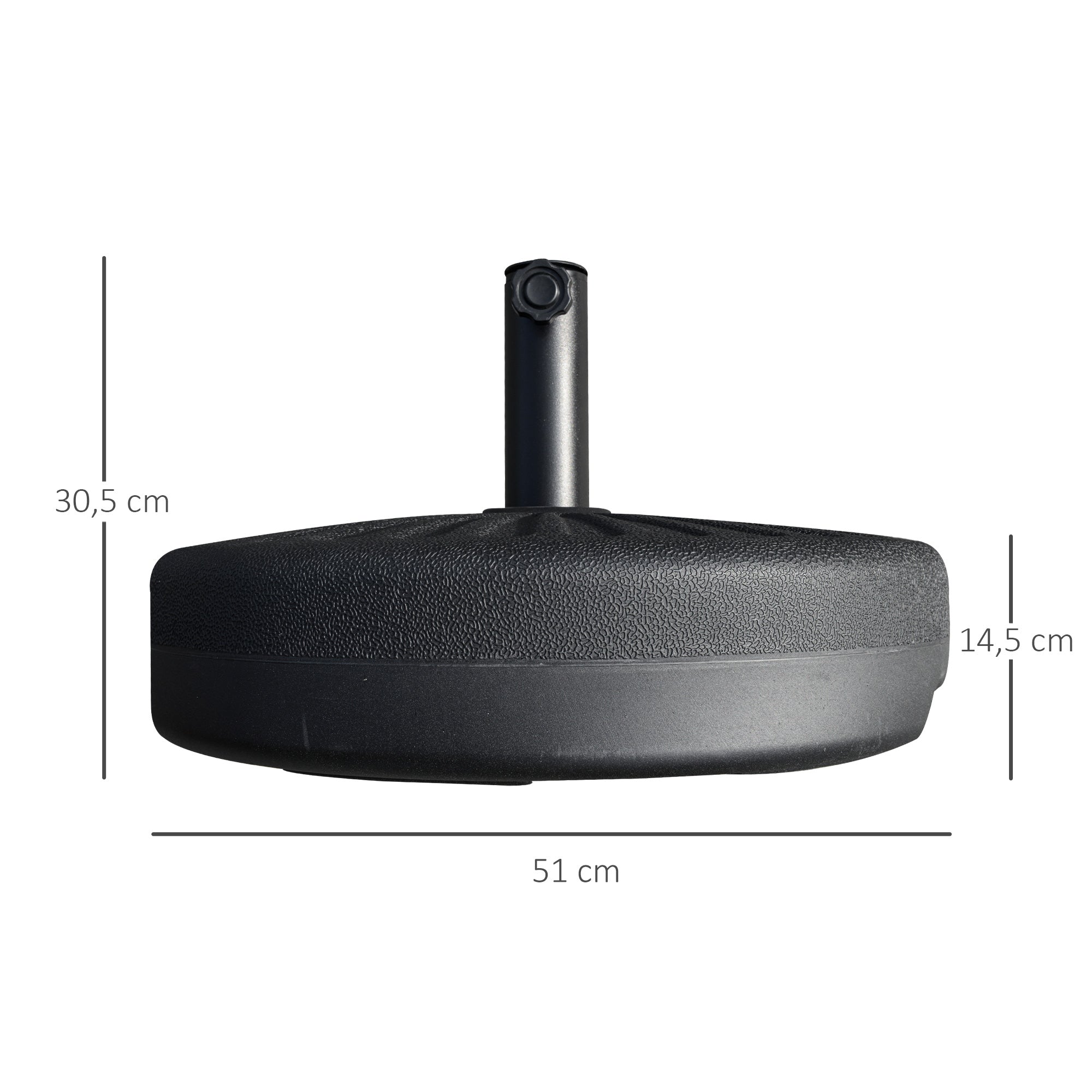 Base de Chapéu de Sol Recarregável de Água – Ø51x28cm – Preto – Plástico