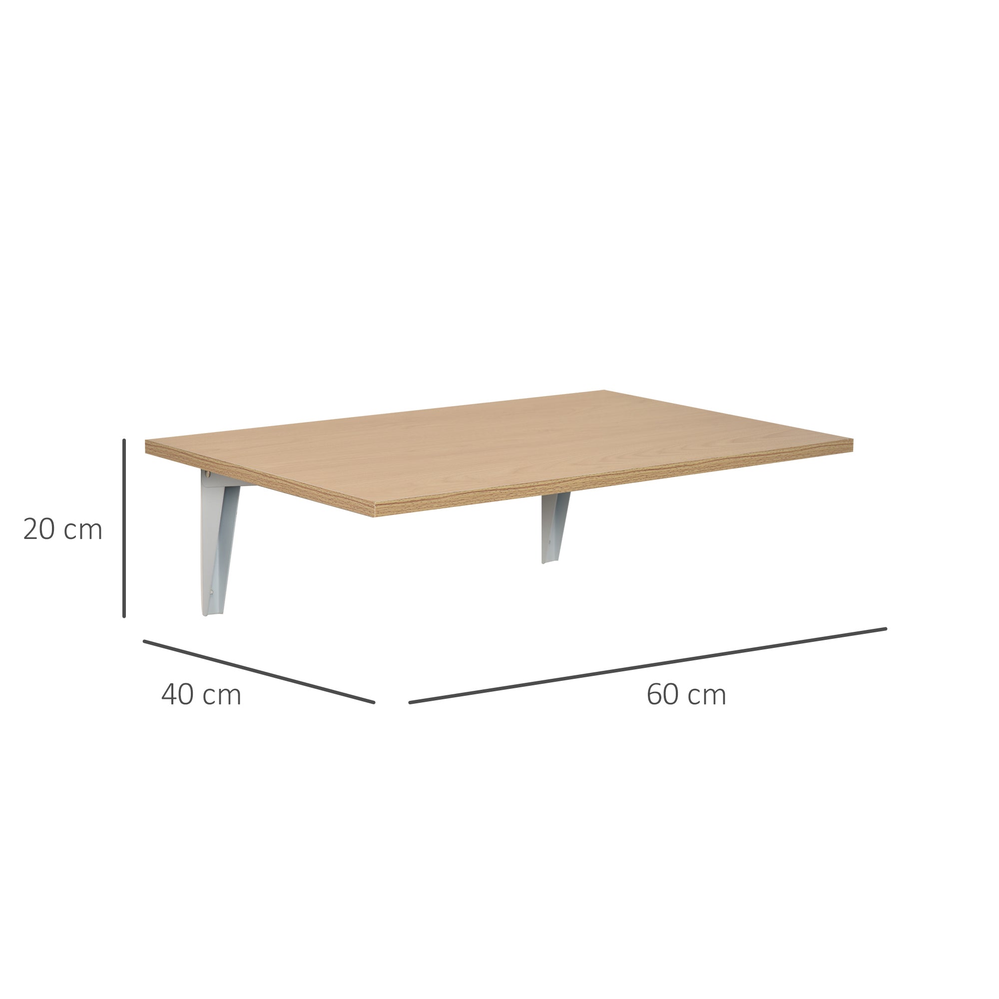 Mesa Dobrável de Parede 60x40x20cm Cor de Madeira Natural
