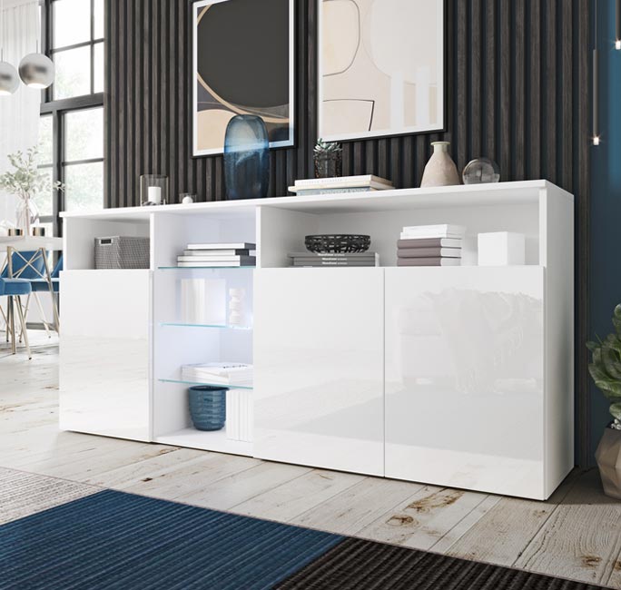 Aparador – 150 cm x 72 cm x 35 cm – Branco – Melamina