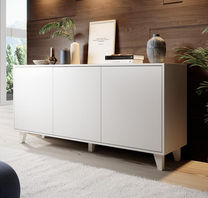 Aparador de melamina – 155cm x 74cm x 41cm – branco
