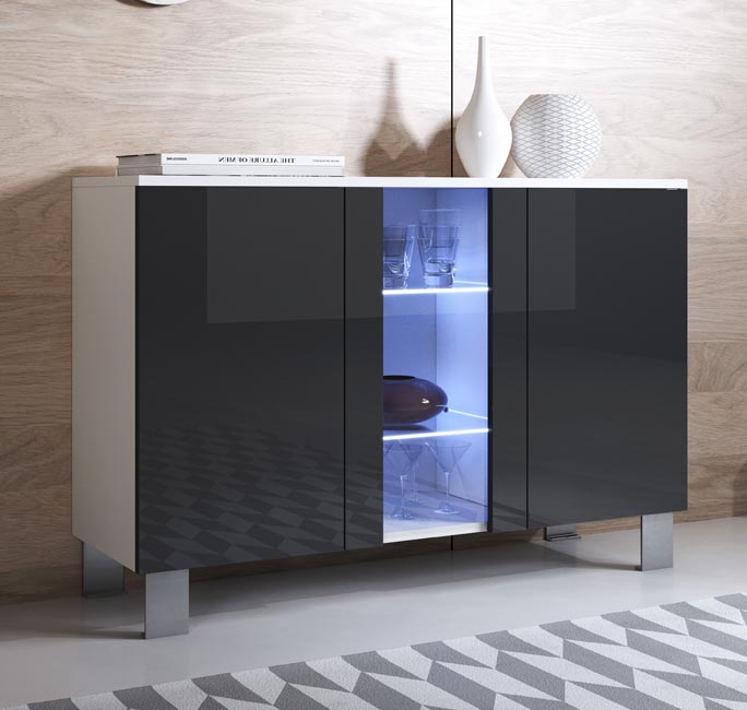 Aparador – 120x82cm – Branco e Preto – Alumínio