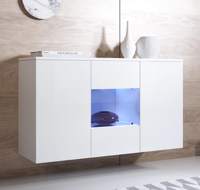 Aparador – 120x70cm – Branco Brilhante – Melamina e Metacrilato