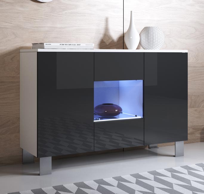 Aparador – 120x82cm – Branco e Preto – Alumínio