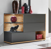 Aparador moderno – 120 cm x 77 cm x 40 cm – cinzento e carvalho – madeira