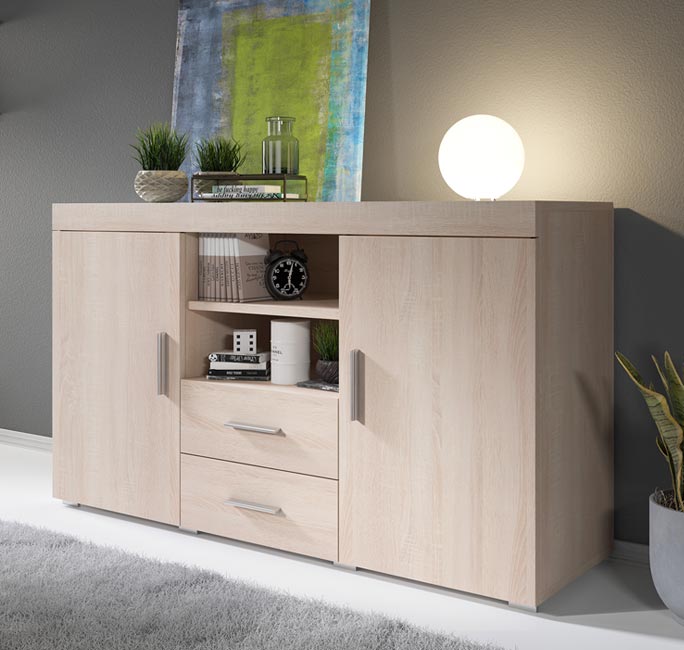 Aparador – 140 cm x 82 cm x 40 cm – Cor Sonoma – Melamina mate