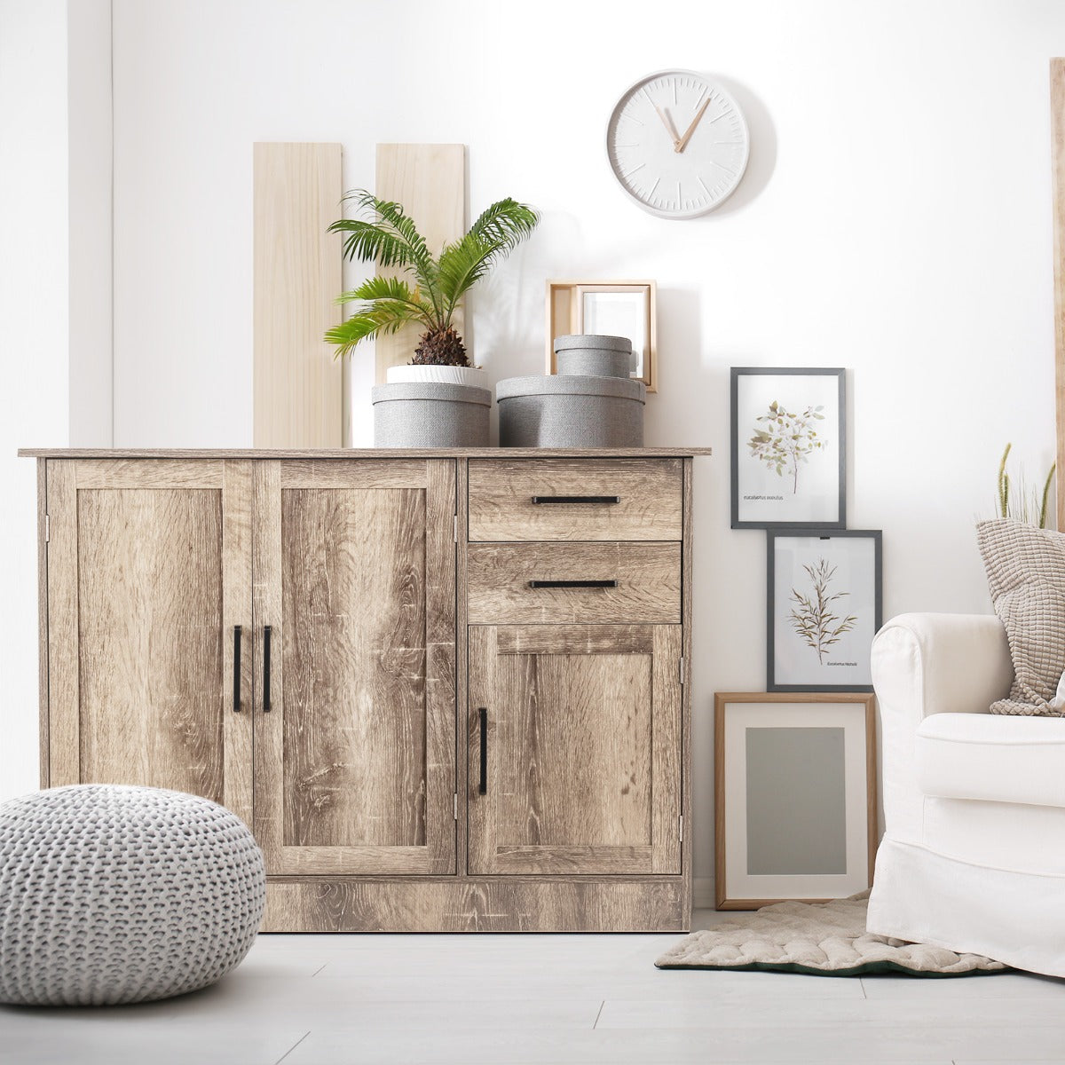 Aparador de Cozinha – 110 x 40 x 78 cm – Cinzento – MDF