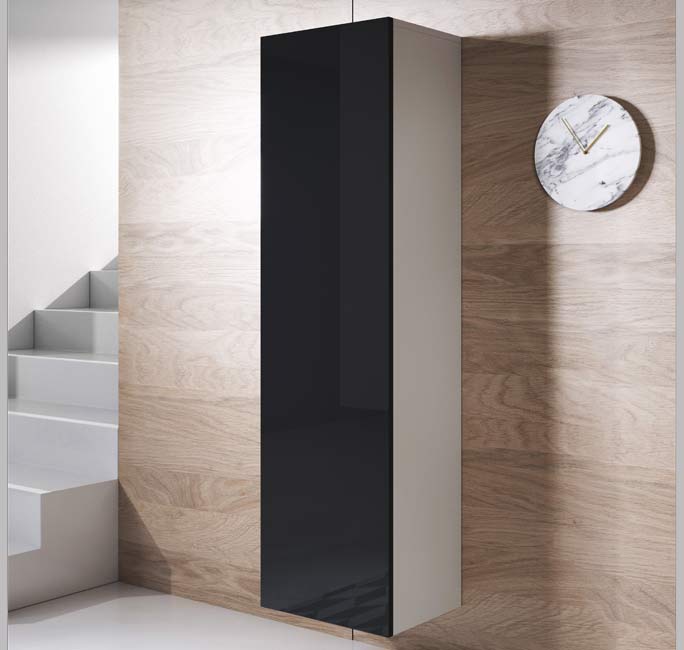 Armário Pendurado – 40x165cm – Branco e Preto – Melamina