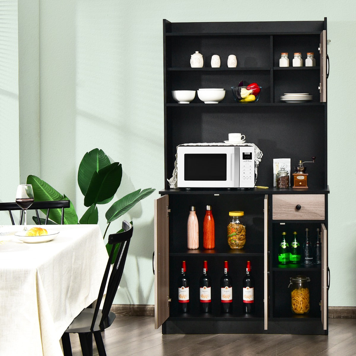 Armário de Armazenamento para Cozinha – Preto – Material não especificado