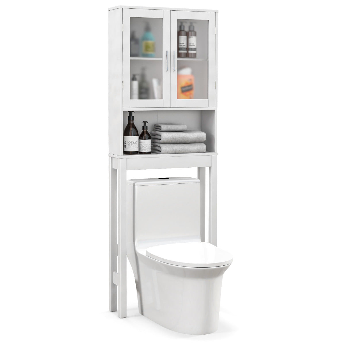 Armário de Armazenamento sobre a Sanita – 50,5 x 81,5 cm – Branco – MDF