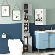 Armário de Casa de Banho Alto – 20 x 20 x 180 cm – Cinzento – MDF