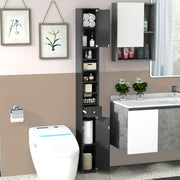 Armário de Casa de Banho Alto Magro – 20 x 20 x 180 cm – Preto – MDF