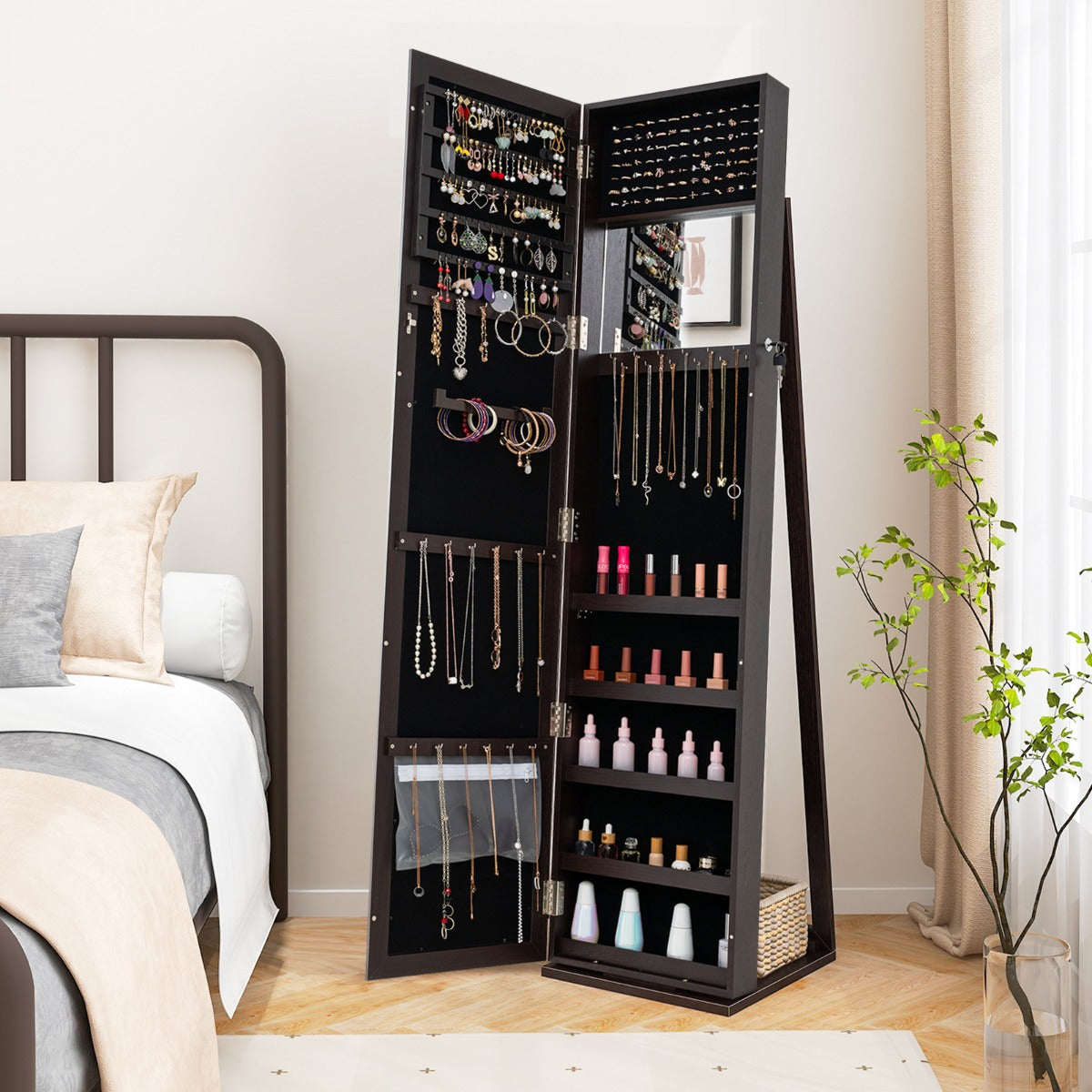 Joalheiro de Pé – 38 x 38 x 157,5 cm – Castanho Escuro – MDF