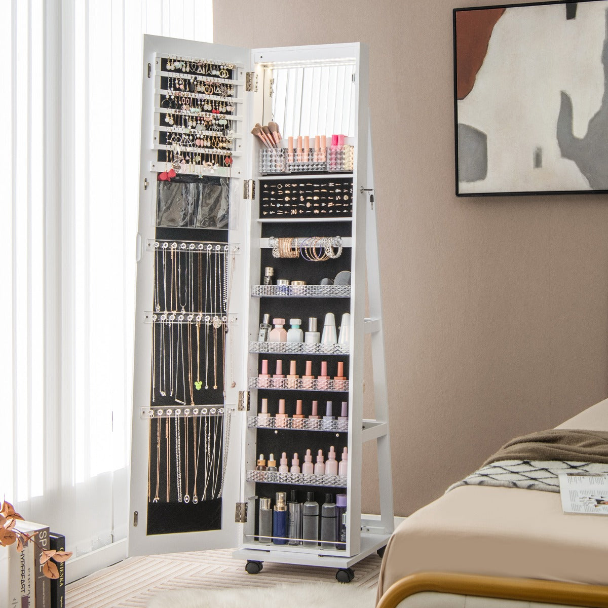 Armário para Joias com Fechadura – 40 x 38 x 164 cm – Branco