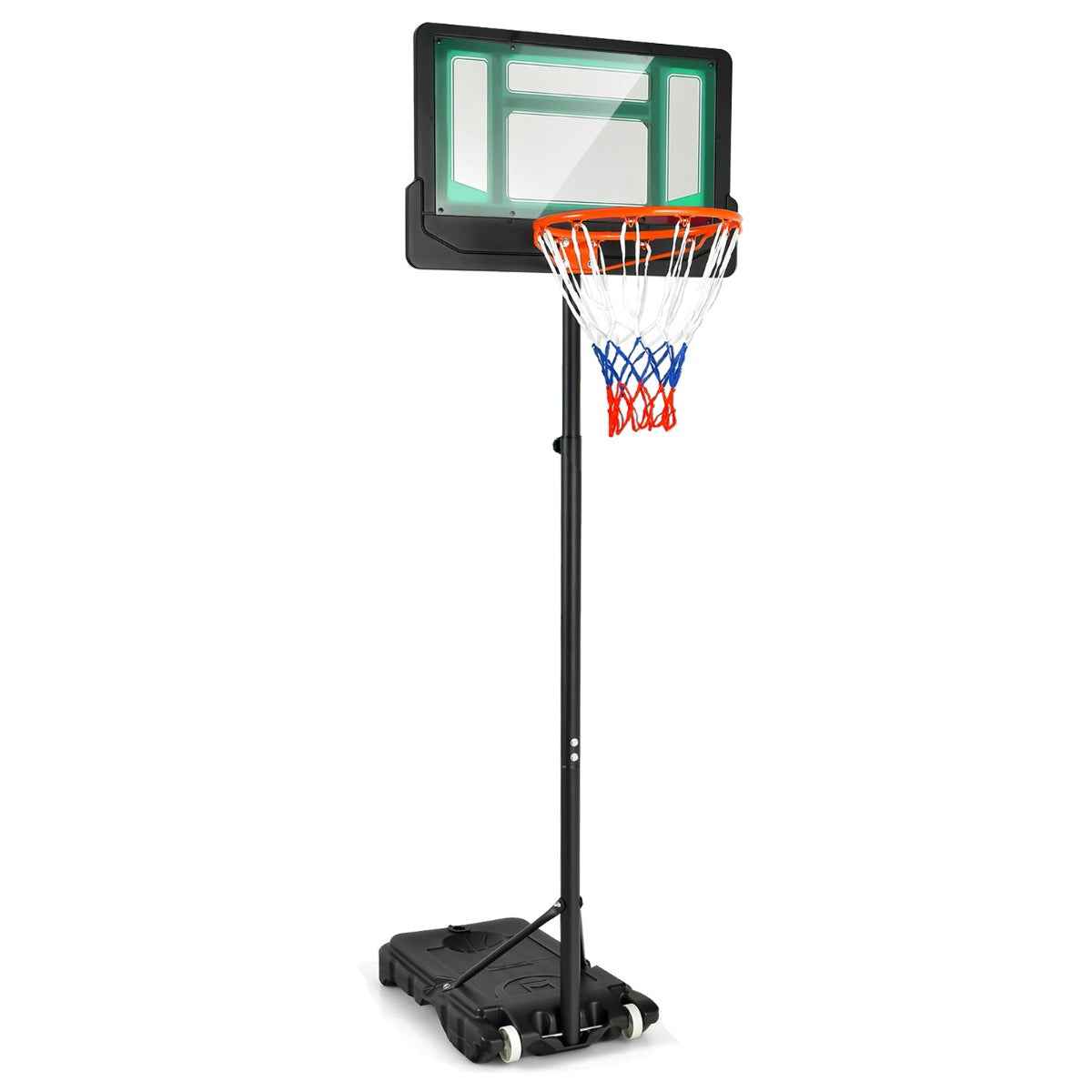 Aro de Basquetebol Infantil com Altura Ajustável 132-250 cm – Verde e Preto