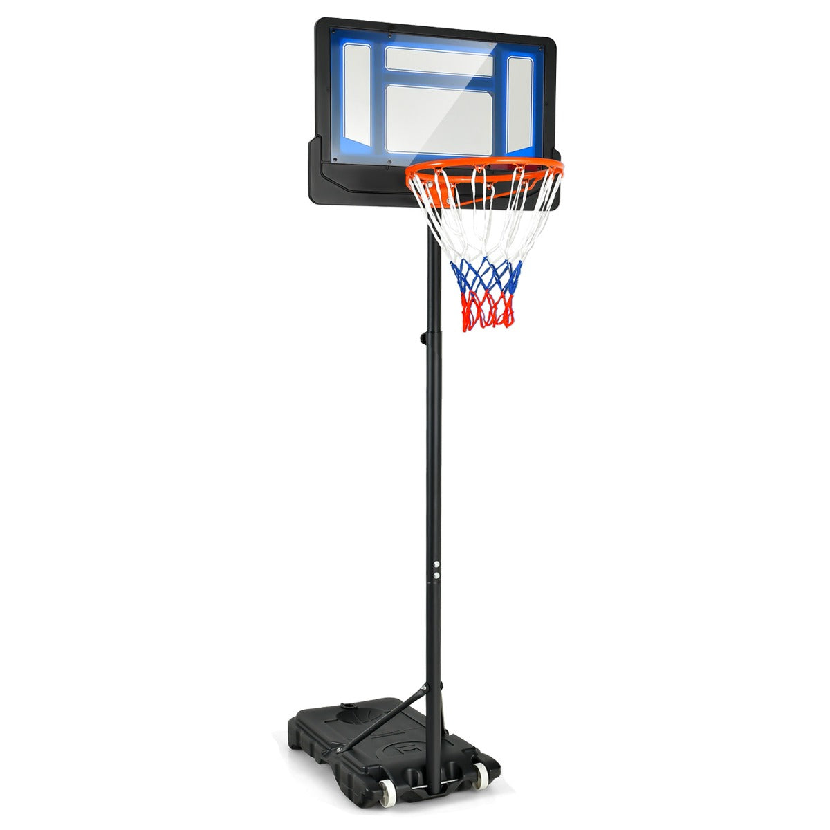 Aro de Basquetebol Infantil – Altura Ajustável de 132-250 cm – Azul e Preto – Polipropileno e Ferro