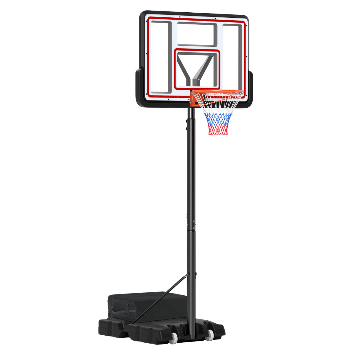 Aro de Basquetebol Portátil – altura ajustável de 225-305 cm – cor não especificada – material plástico e metal