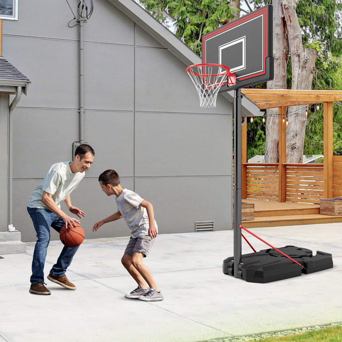 Aro de Basquetebol Portátil – Altura Ajustável de 230-305 CM – HDPE