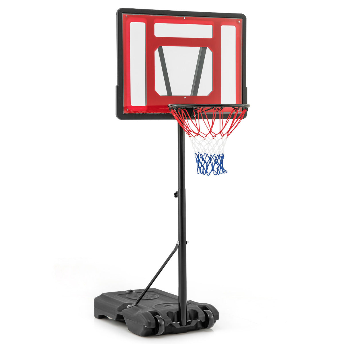 Aro de Basquetebol Ajustável em Altura – 115-135 cm – Vermelho