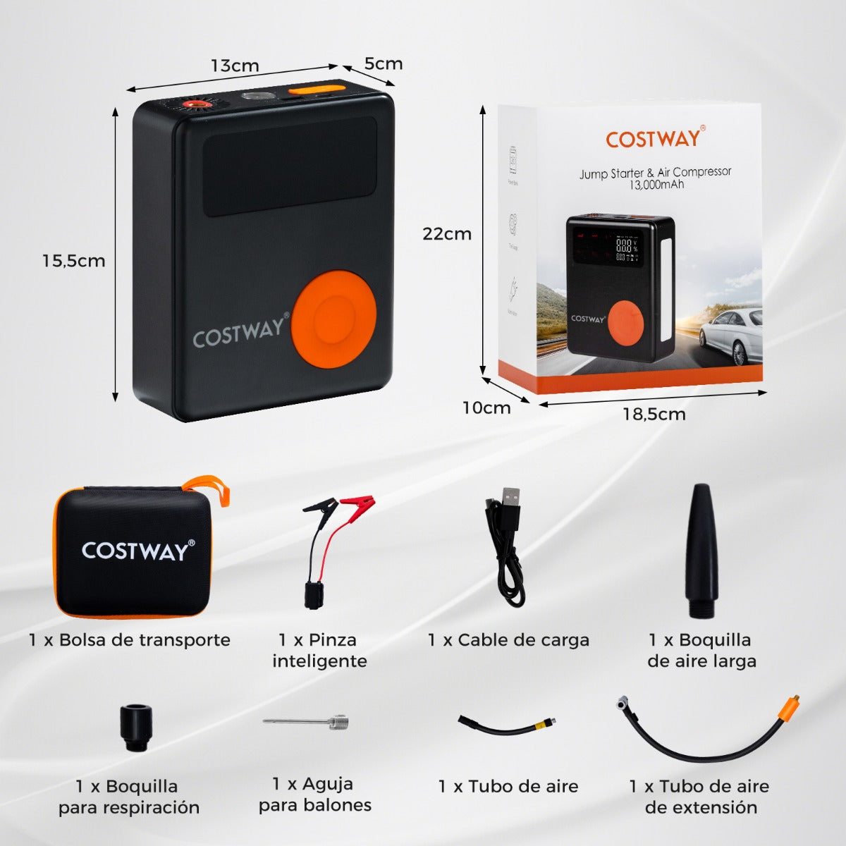 Arrancador de Bateria com Compressor de Ar Digital – 150PSI – Preto – 12V