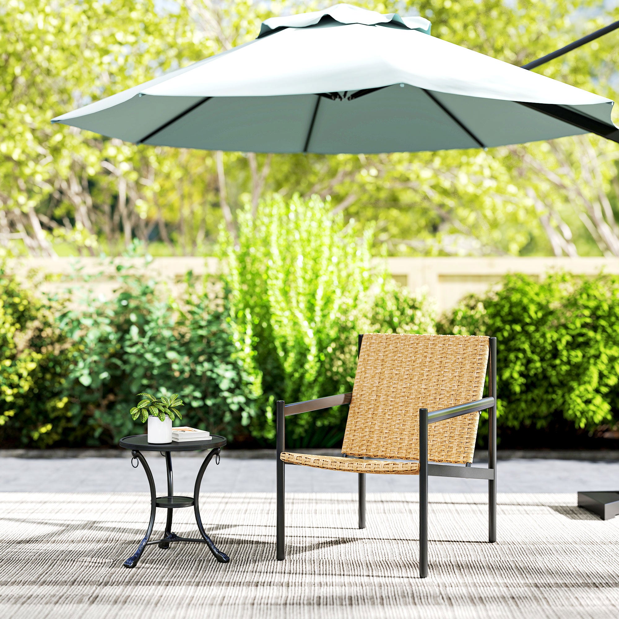 Cadeira de Jardim em Vime Individual - Medidas 61x74x81 cm - Cor Madeira e Preto