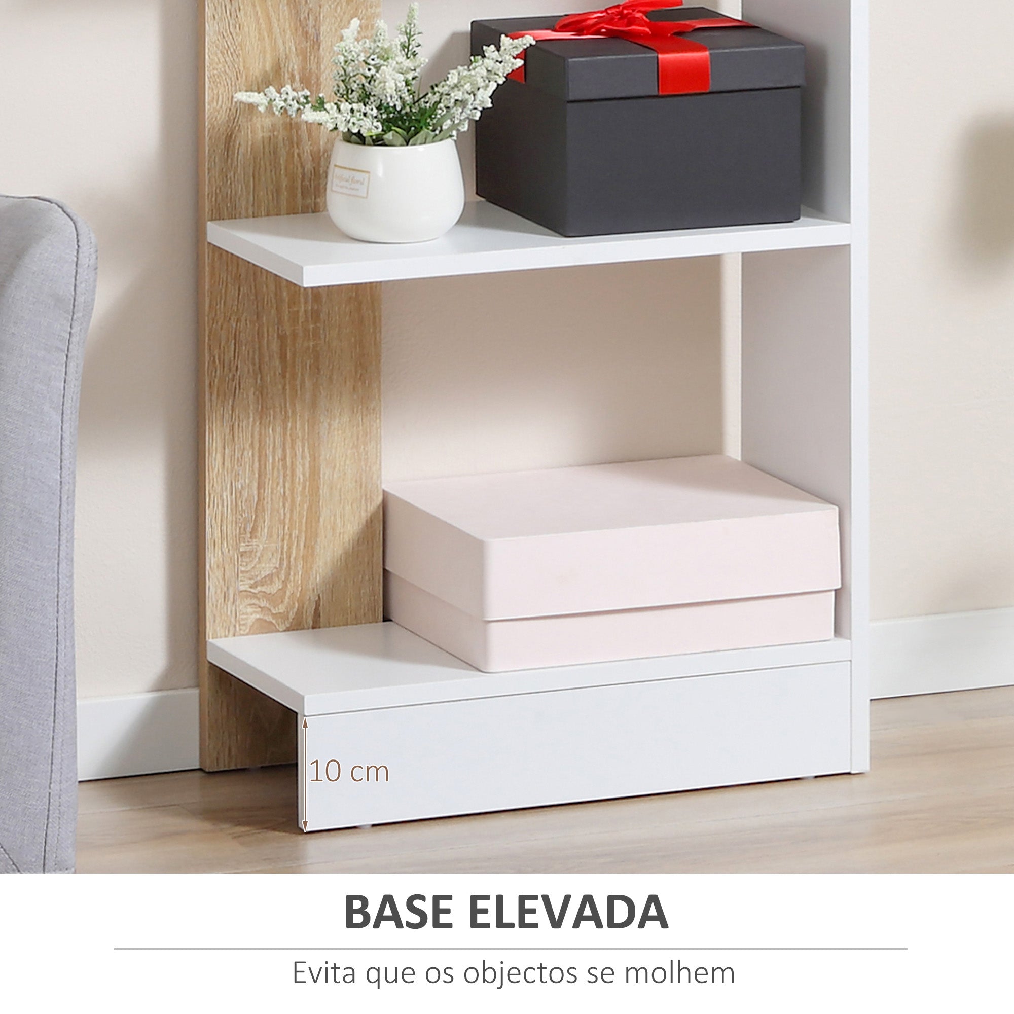 Estante de Armazenamento Multiuso 45x21x170 cm - Cor de Carvalho e Branco