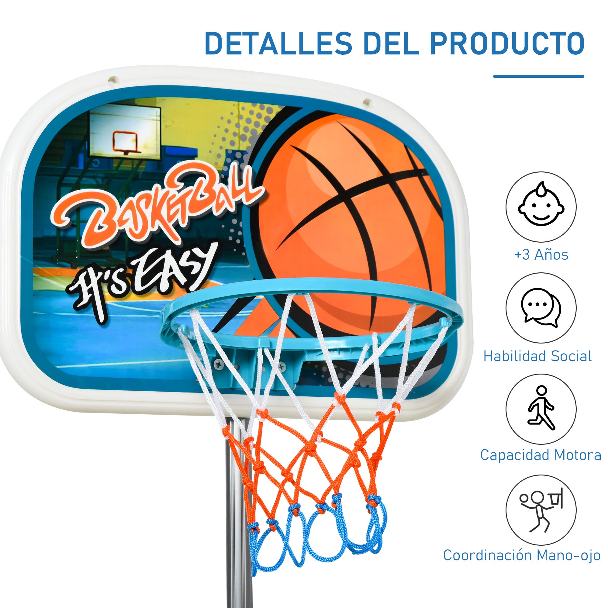 Tabela de Basquetebol Infantil Multicor 32x65x126-158 cm