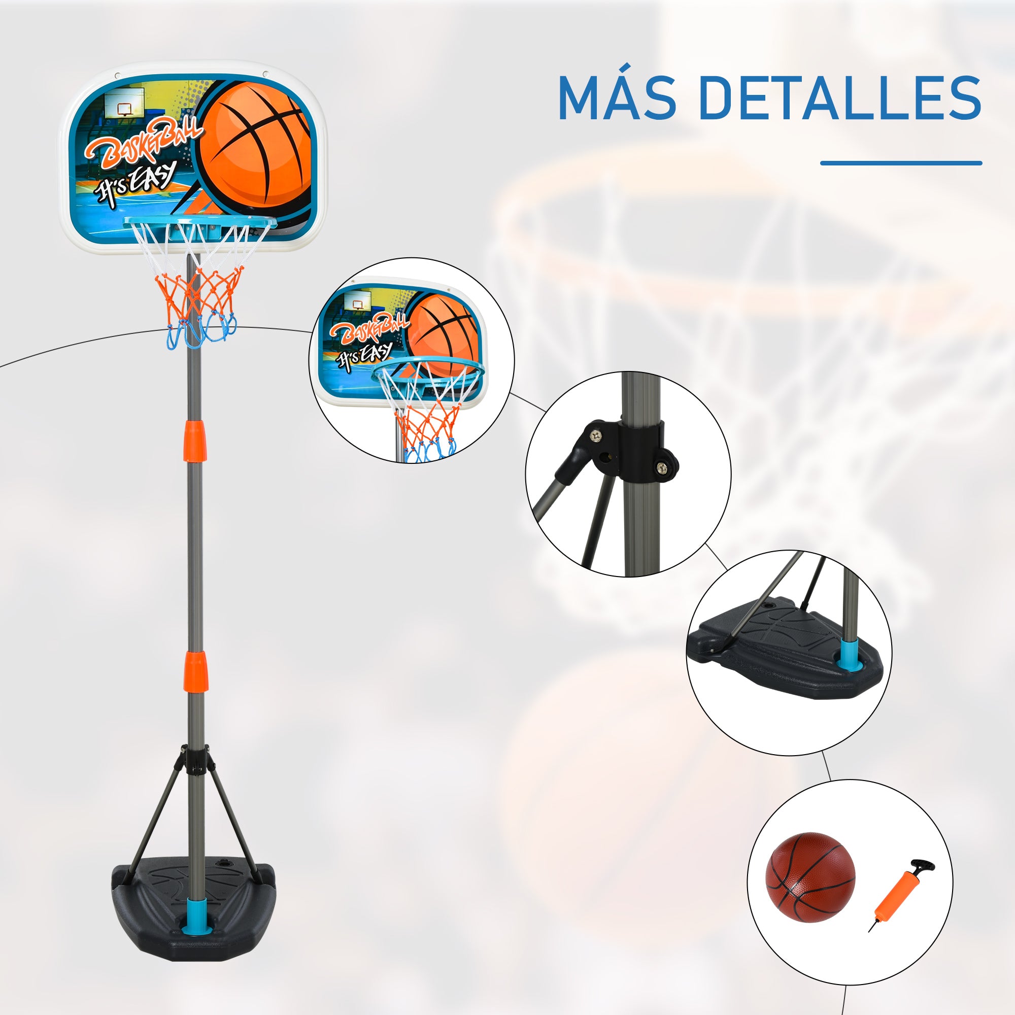 Tabela de Basquetebol Infantil Multicor 32x65x126-158 cm