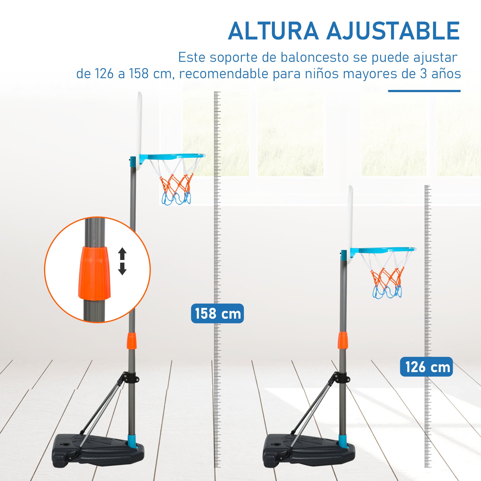 Tabela de Basquetebol Infantil Multicor 32x65x126-158 cm
