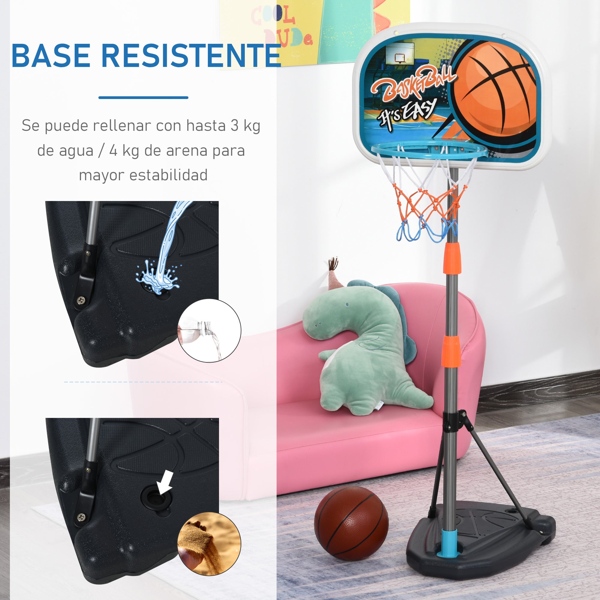 Tabela de Basquetebol Infantil Multicor 32x65x126-158 cm