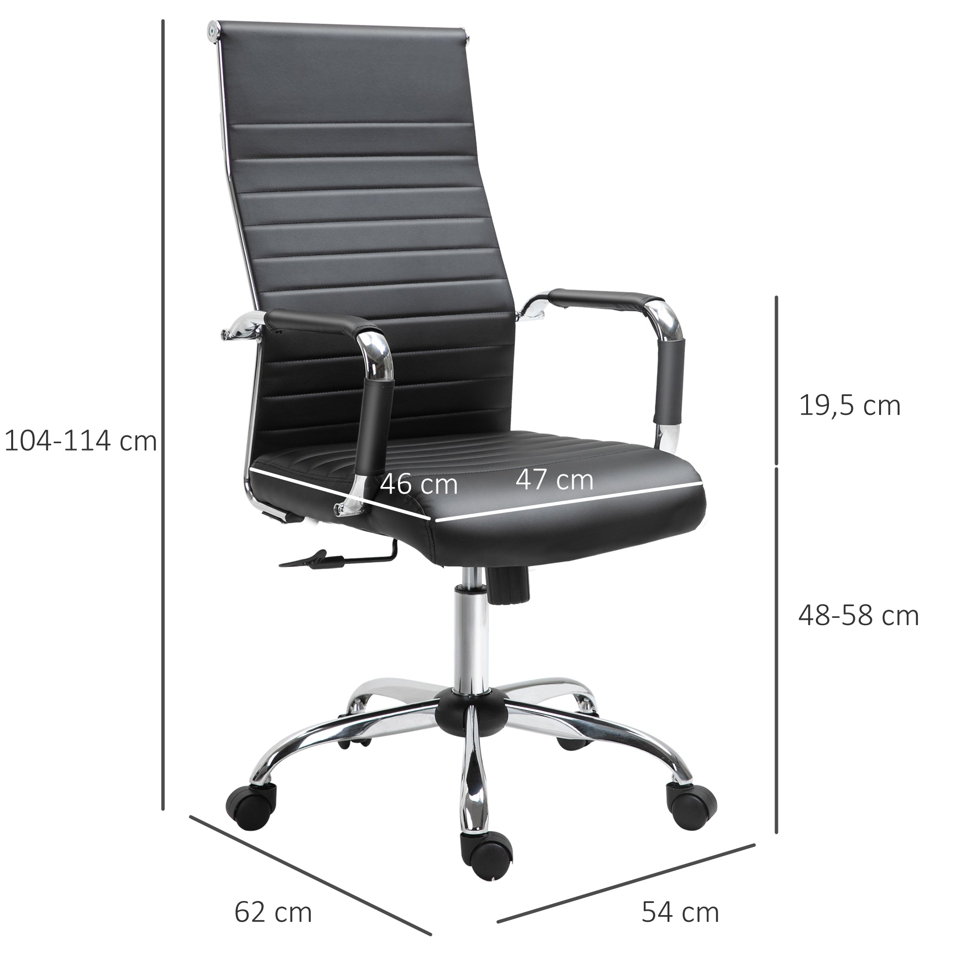 Cadeira de Escritório Ergonômica Preto 54x62x114 cm